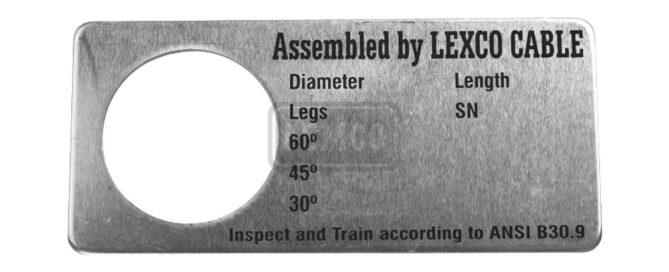 Lexco Cable Wire Rope Sling Tag